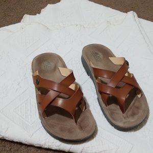Tan Strappy Thong Sandals